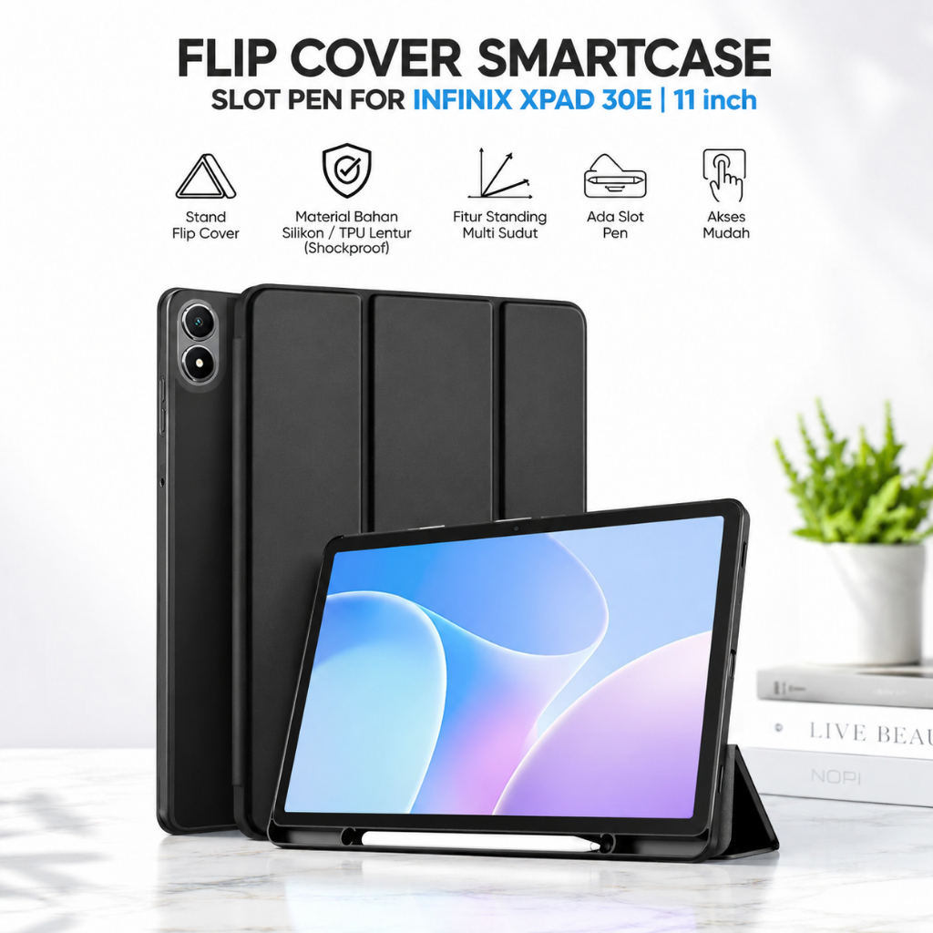เคส Infinix XPAD 30E | Infinix Xpad 30e - 11 นิ้ว 2026 Smartcase Slot Pen Flip Cover Silicone Stand