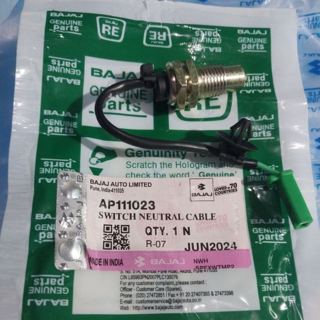 SWITCH NEUTRAL BAJAJ RE, OE,RE 175, RE 205. RE SPARK PLUG 2 / FL ต้นฉบับ