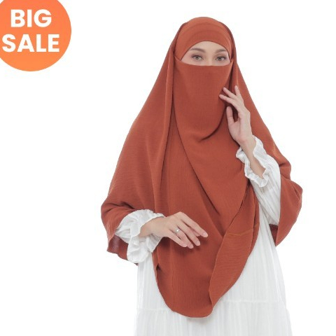 French Khimar FK Multi Style Crinkle HQ Umarh Hajj Hijab By ELMITHA Hijab
