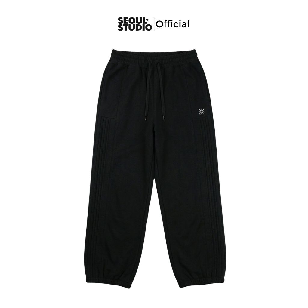 [SEOULSTUDIO] HANNAM Baggy Sweatpants สีดํา | Terry Dore กางเกงจ็อกเกอร์ทรงหลวมขนาดใหญ่ Unisex