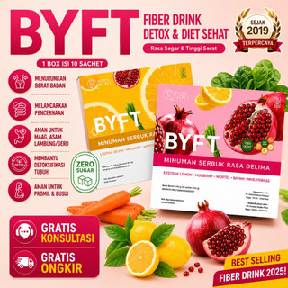 RICU'S SECRET BYFT Fiber Rasa Lemon atau Delima Minuman Diet Penurun Berat Badan & Detox (1 Box isi 10 Sachets)