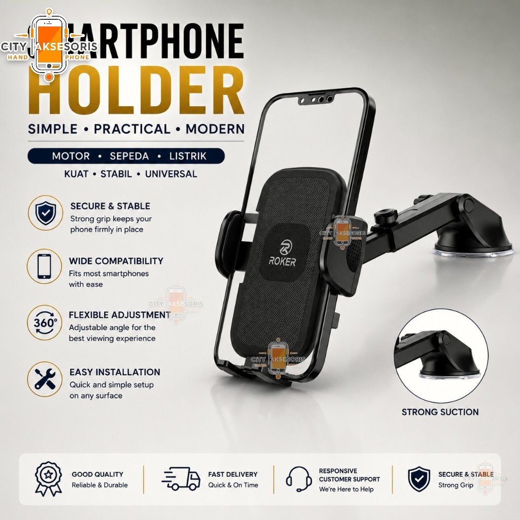 Car Holder Roker RHD004 ที่วางโทรศัพท์ในรถยนต์แบบถ้วยดูด Roker RHD004