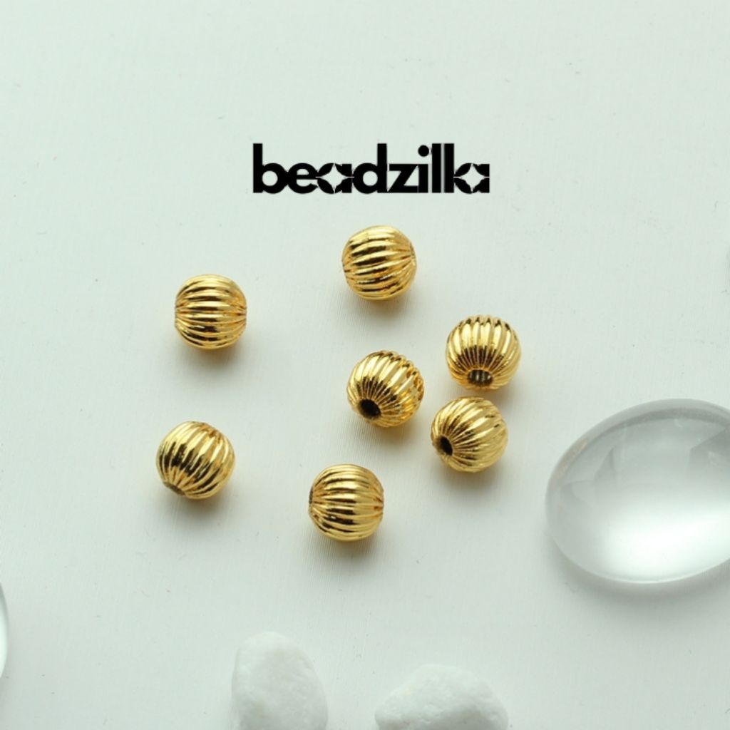 [10 ชิ้น] 18k Gold Plated Pumpkin Spacer ขนาด 4mm