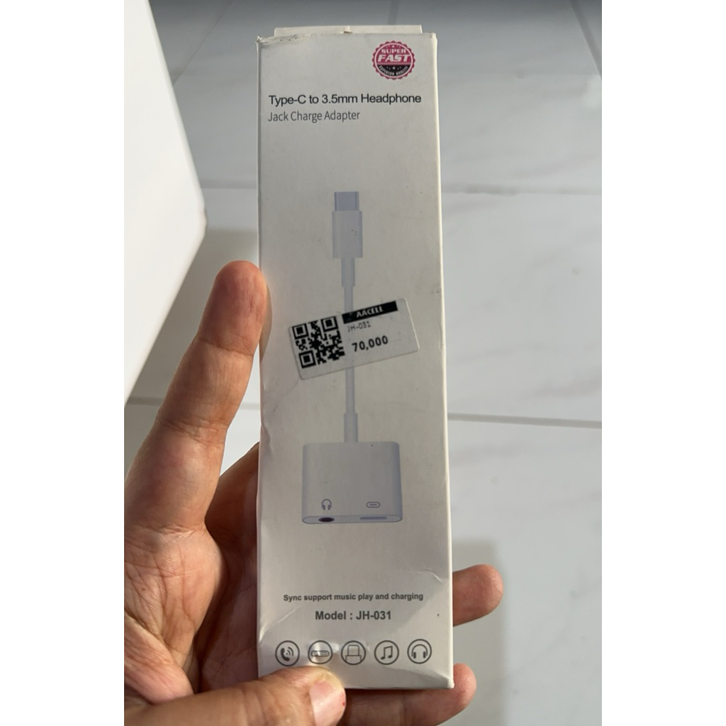 JH031 OTG Type C ถึง Female 3.5 มม. และสายเคเบิลอะแดปเตอร์ Type C