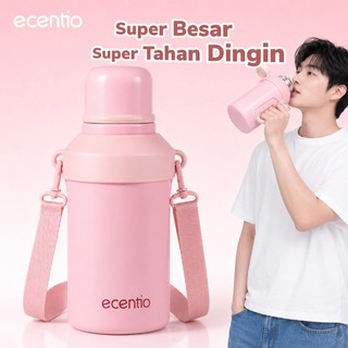 [Tahan Dingin 24H] ecentio Tumbler 316 Stainless Steel 1000ml teko air panas tumbler tahan panas dingin 24 jamBuka Sekali Tekan Tutup Kedap Udara Bisa Jadi Gelas Sharing Desain Aesthetic Portabel Tahan Lama Cocok untuk Camping