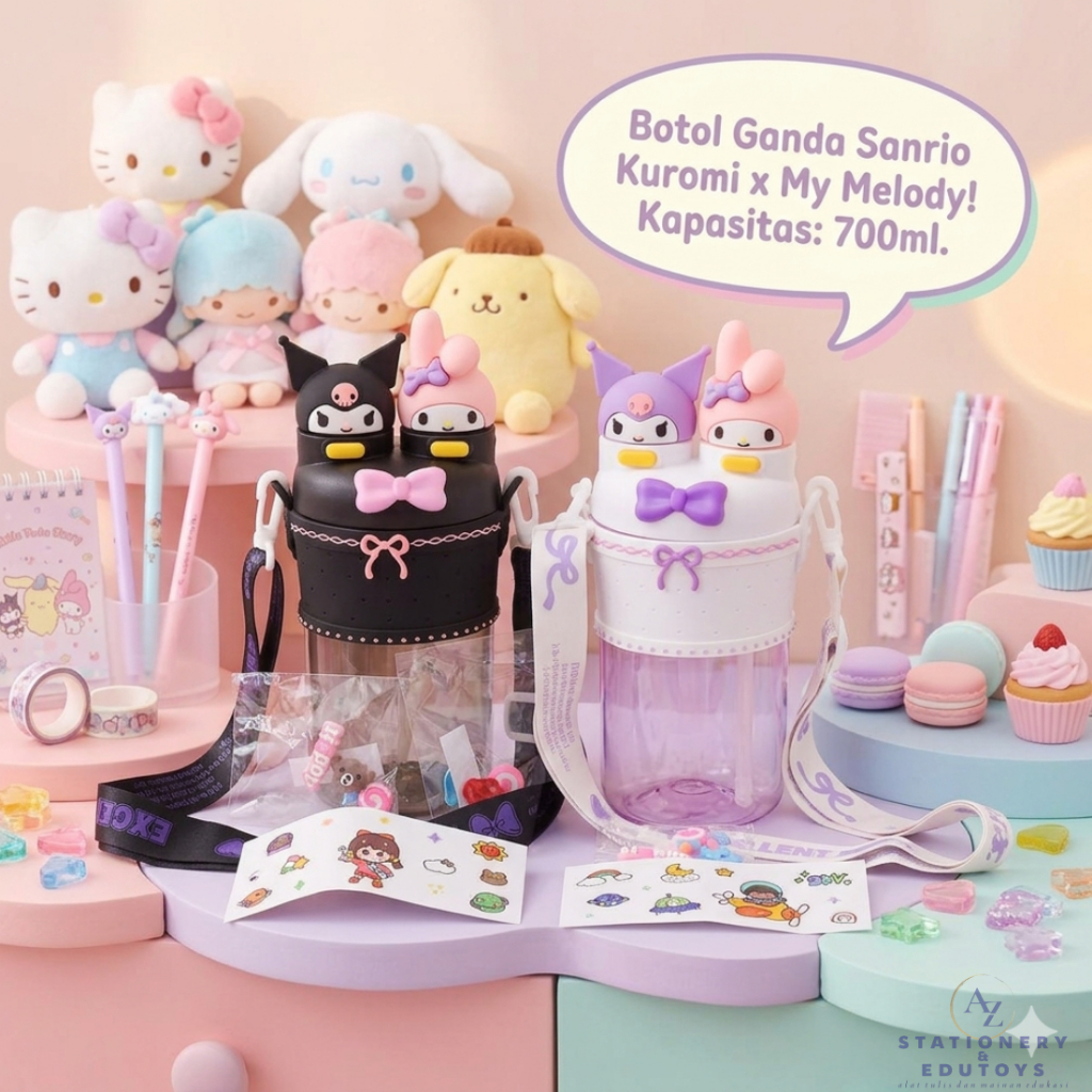 ขวดน้ําดื่มสําหรับเด็ก Sanrio Double Character - Kuromi & My Melody 700ml