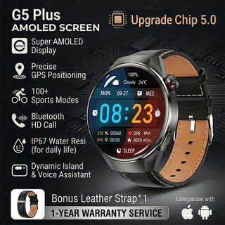 I-KOOKOO G5 PLUS Smart Watch, 2.0 Upgrade Chips 2.08"AMOLED Display GPS Outdoor Sports Smart Watch For Men|400mAh 30-Day Battery Life Fitness Tracker |Replacement For Huawei Watch GT 6 Series|Jam tangan pintar | IP68 Tahan Air