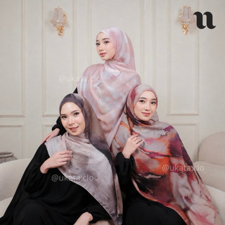 UKATA - Printed Viscose Cotton Pashmina Watercolor Hijab Shawl Premium