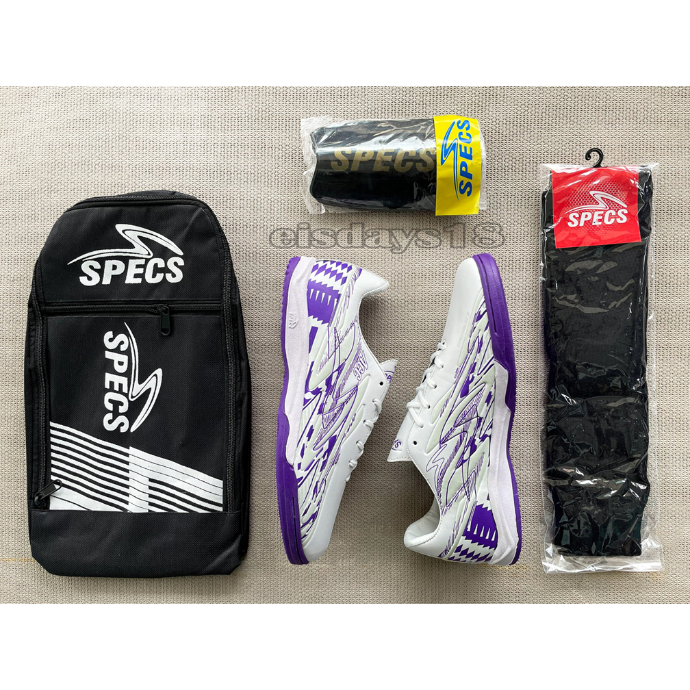 Specs Futsal Shoes Complete Package Speedblaze Lightspeed Futsal Shoes Free Bag, Socks & Deker Size 