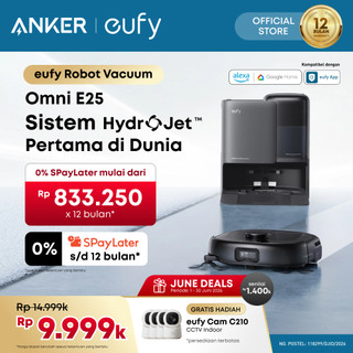Eufy E25 Omni Robot Vacuum and Mop Combo, HydroJet System, 20,000Pa Turbo Suction, Zero-Tangle Design, Edge-to-Corner Deep Cleaning, Obstacle Avoidance, Auto-Empty & Self-Cleaning All-in-One Station - T2353