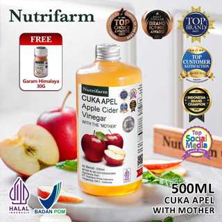 Nutrifarm Cuka Apel 500ml With Mother Free Himalaya Salt 30gr