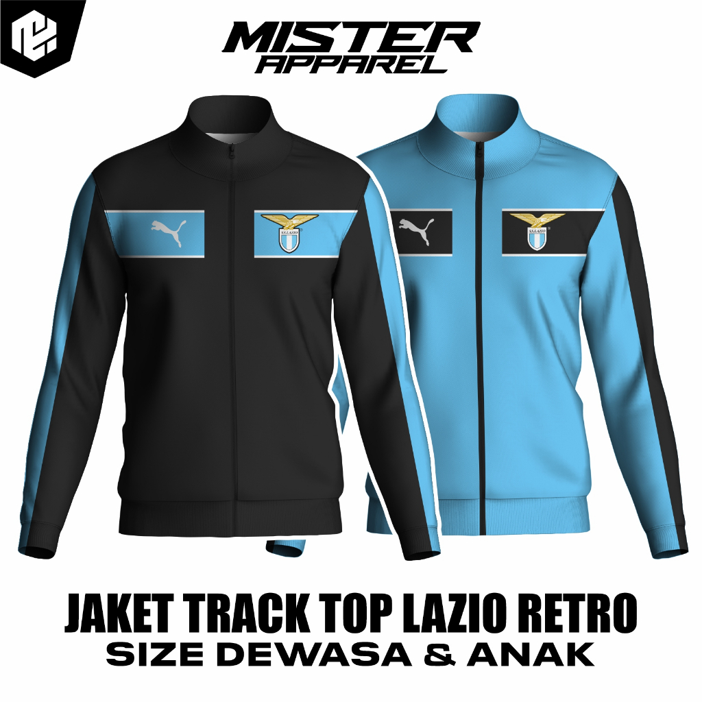 พิมพ์เต็ม FOOTBALL TRACK TOP JACKET / LAZIO RETRO Track Top Jacket พิมพ์เต็ม Lotto วัสดุผู้ใหญ่และเด
