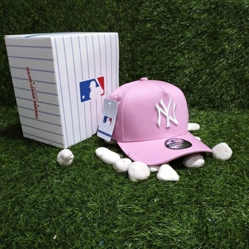 NY White Hat Bahin Pink Premium Hat MLB Hat Full Tag Premium