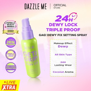 [BPOM] DAZZLE ME Get a Grip! Makeup Setting Spray Dewy Fix - Setting Spray Makeup Tahan Lama Flawless & Melembabkan Kulit 24 Jam Transferproof