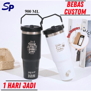 Tumbler Custom Torki 900ml Vacuum Flask Insulated Stainless Steel Botol Minum Custom Free Sedotan BPA FREE Double Wall
