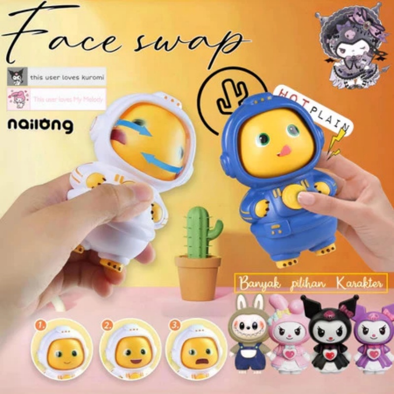 GANTUNGAN ที่แขวนของเล่นตุ๊กตาเปลี่ยนหน้า ตกแต่งตุ๊กตา Nailong พร้อมหน้าต่างๆ B620