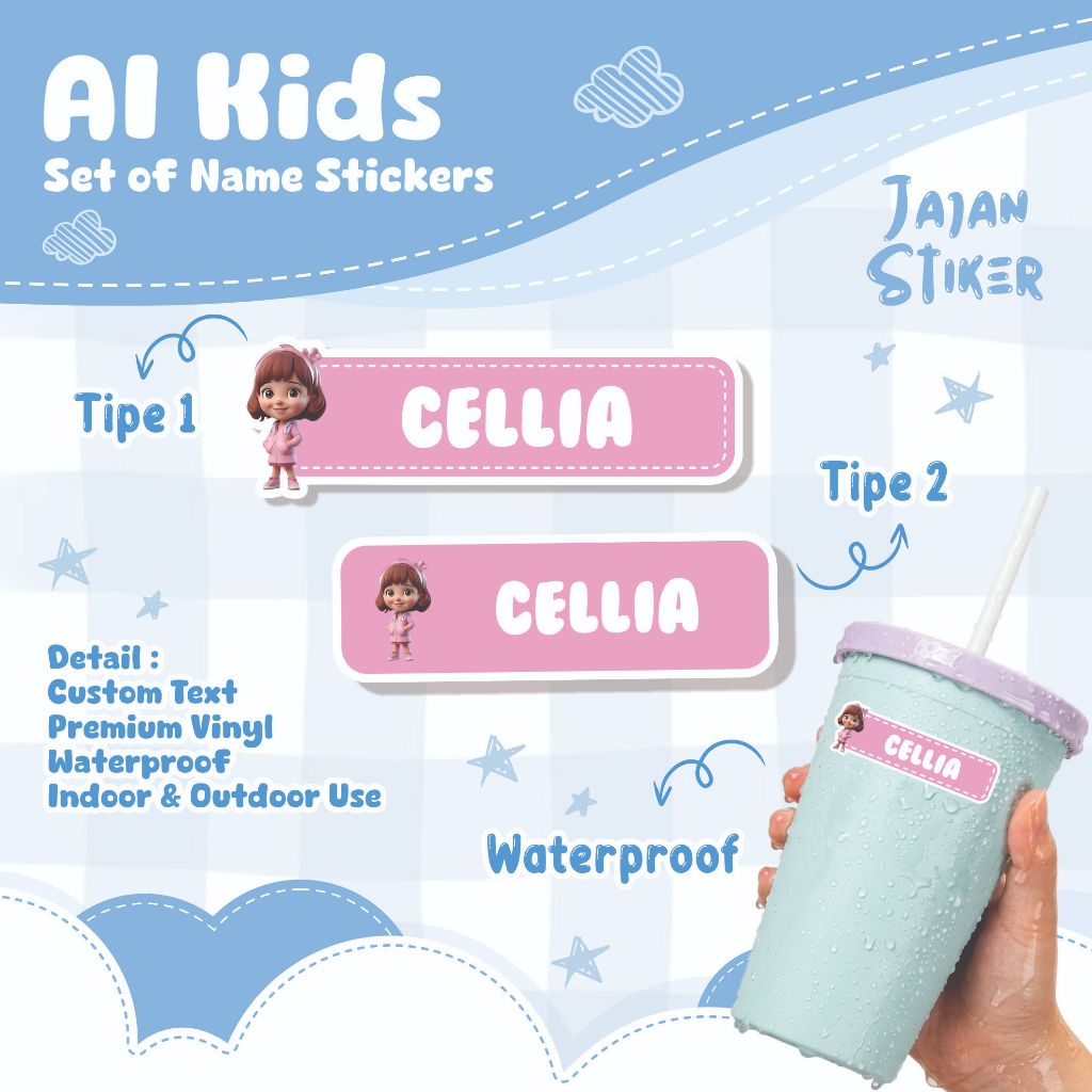 (36 - 60 ชิ้น) พิมพ์สติ๊กเกอร์ชื่อธีม AI KIDS