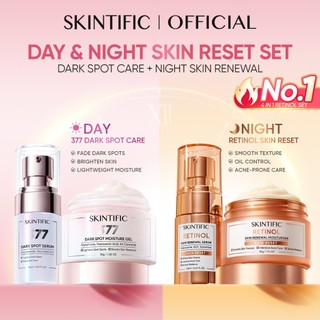 [SKINTIFIC AUTHORIZED] 4pcs Paket Skincare Set -  Retinol Skin Renewal Serum 20ml + 5X CERAMIDE Moisturizer Gel 30g+ Symwhite 377 Dark Spot Serum 20ml + Symwhite 377 Dark Spot Moisturizer Gel 30g