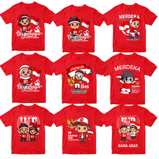 Kaos Anak Laki laki Perempuan 17 Agustusan Special Kemerdekaan Gratis Nama Anak