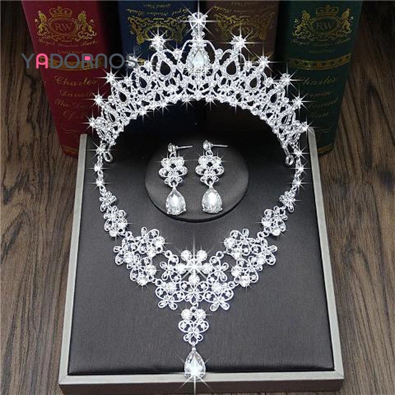 KSTUFF1412 BRIDAL CROWN NECKLACE SET BRIDAL EARRINGS อุปกรณ์เสริม