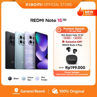 Xiaomi Redmi Note 15 5G (6/128 GB) (8/256 GB) (12/512 GB) | Baterai 5520mAh dengan desain ramping | Kaca layar dengan daya tahan tinggi | IP66 Ketahanan debu dan air | Kamera super jernih 108MP | Layar AMOLED FHD+ 6,77" | NFC [Xiaomi Official Store]