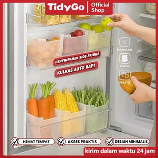 TidyGo - Kotak Penyimpanan Pintu Kulkas Serbaguna Box Organizer Keranjang Serbaguna Kotak Sekat Pintu Kulkas
