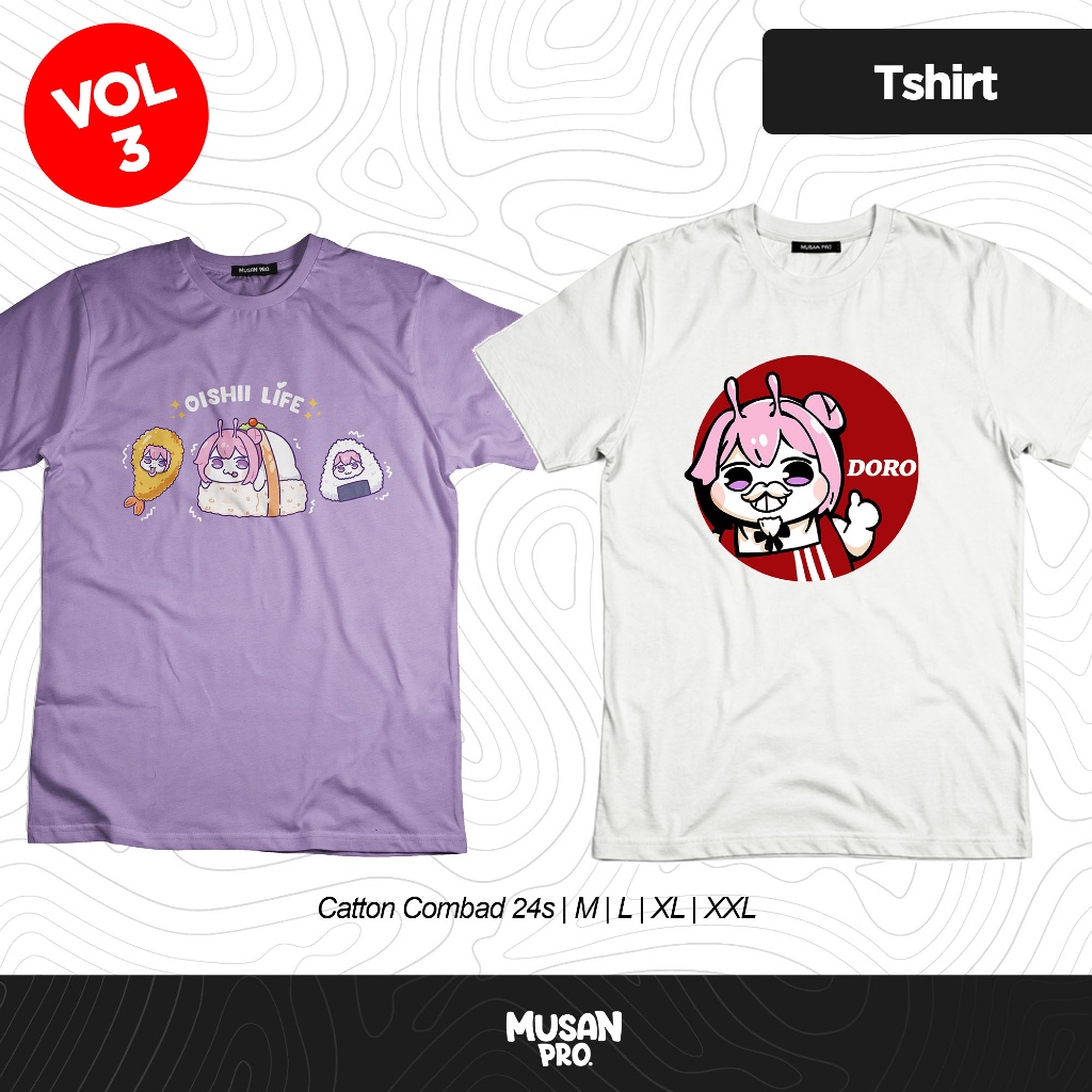 เสื้อยืด Dorongong Vol.3 - Oishii Life - Kfc Doro - Lilac Color - สีขาว - Musan - Fan Merch - Cotton Combad 24s