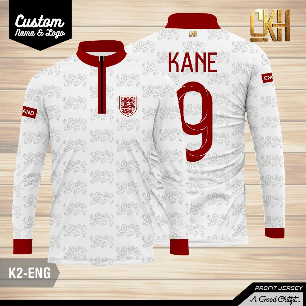 England Long Sleeve Jersey Custom Name No. 9 KANE Premium Football Shirt / England Long Sleeve Jerse
