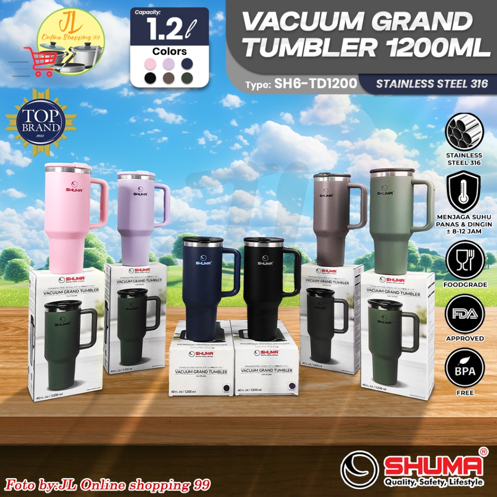 Shuma สแตนเลส 316 GRAND TUMBLER 40oz/1200 ml สแตนเลส SUS316 สีเต็ม / หม้อเทอร์โมยิมสปอร์ตร้อนและเย็น
