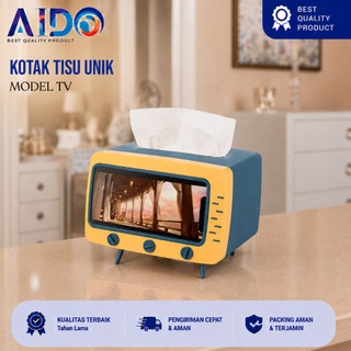 Kotak Tissue Box Organizer Bentuk TV Handphone Holder Tempat Tisu