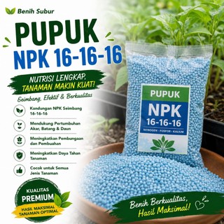 Pupuk NPK 16-16-16 100 Gram Nutrisi Tanaman Lengkap Nitrogen Fosfor Kalium untuk Sayuran Buah Bunga Polybag dan Kebun