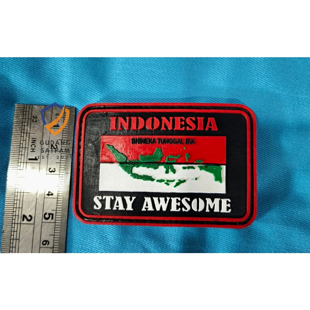 Patch Indonesia Stay Awesome (Pulau MPH) - Patch Rubber Velcro Indonesia Rubber - Patch Stay Awesome