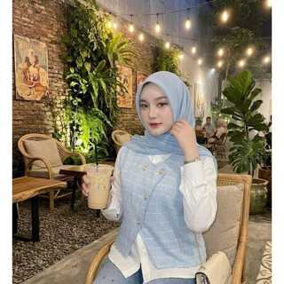 Mella Blouse Baju Semi Vest Knit Korean Style Setelan Perempuan Korea Outfit Aesthetic Cewek Atasan