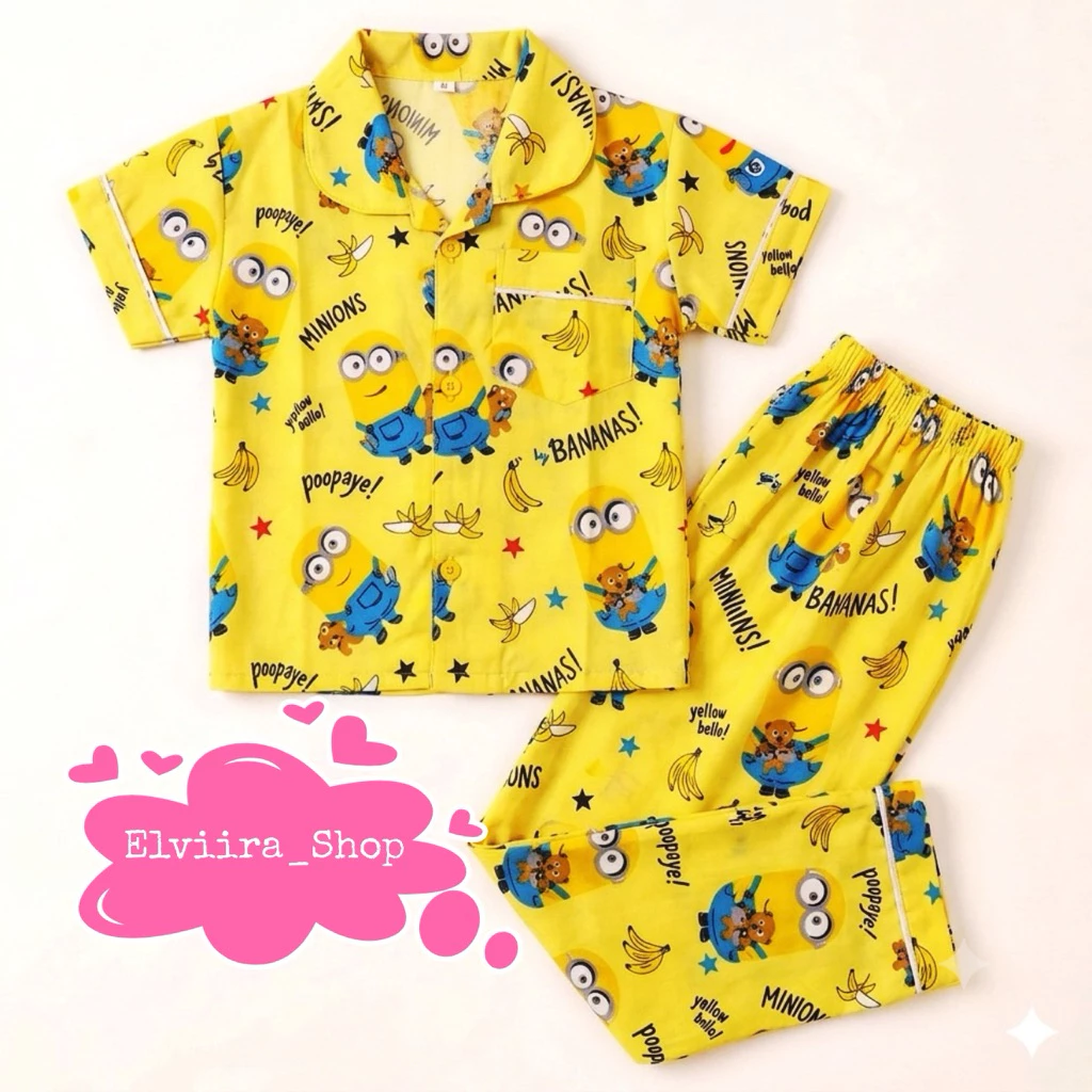 ชุดนอนเด็กชายและเด็กหญิง อายุ 1-10 ปี ชุดเสื้อผ้าเด็กผู้ชาย Minion Motif / Viral