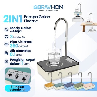 BRAVHOM Pompa Air Galon Elektrik 2in1 Pompa Galon Dispenser Air Rumah dan Luar Ruangan BL-WD13