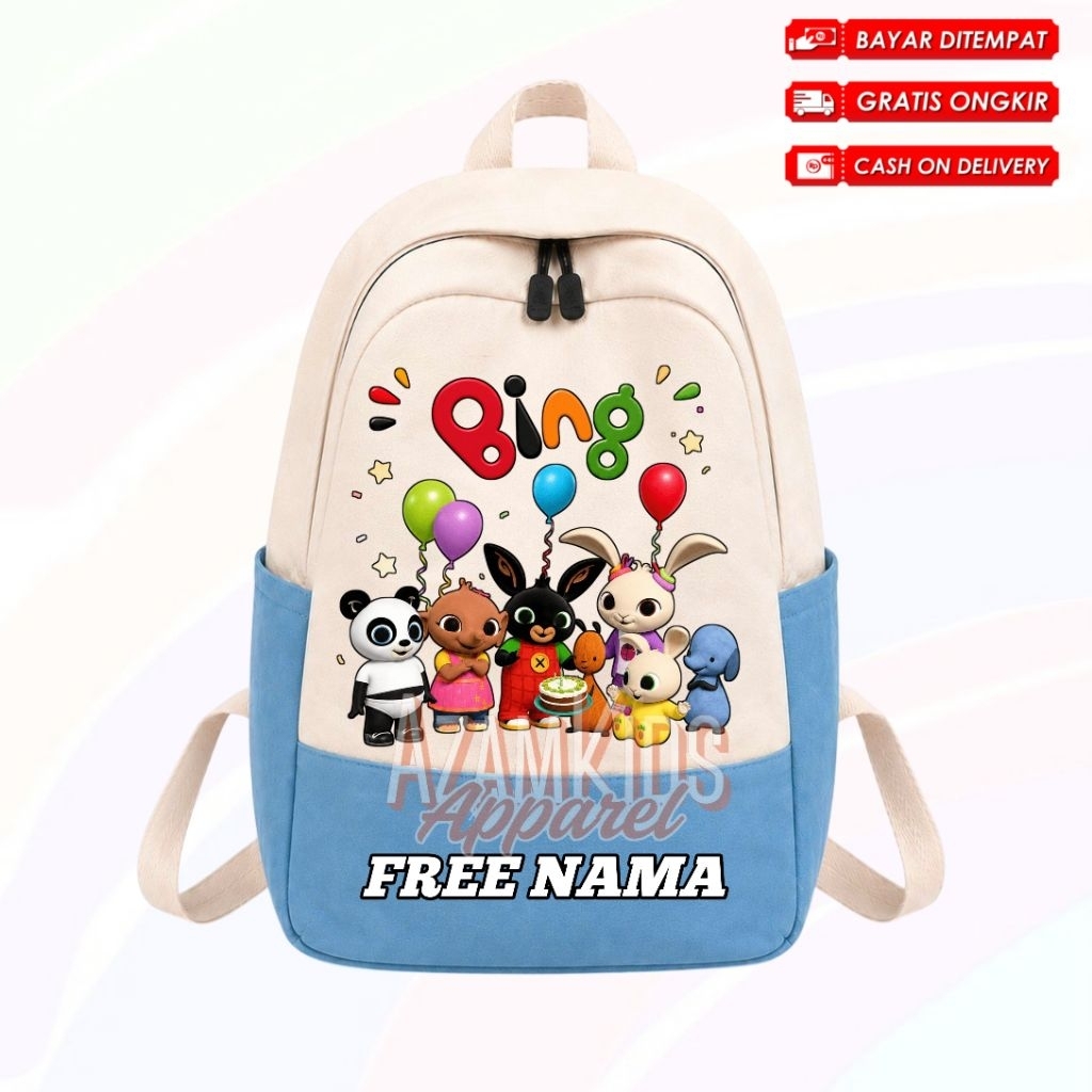 CHILDRENS SCHOOL BACKPACK WITH BING BUNNY FILM / กระเป๋าเป้ CHILDREN พร้อม BUNNY FLOP CHARACTERS ETC