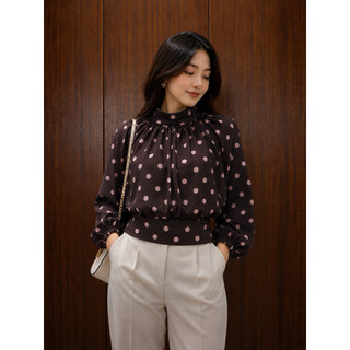 Saem Atasan Polkadot Model Blouse Tali Casual Outfit Polka Top