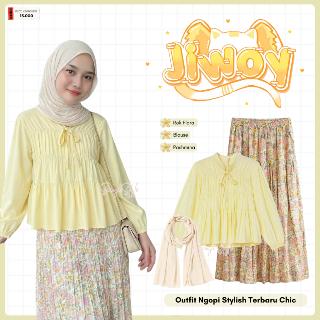 ชุดเดียว กระแสน้ํา | ชุด 3-ใน-1 สําหรับสาววัยรุ่น | เสื้อ Mirya + กระโปรง + Pashmina | S013
