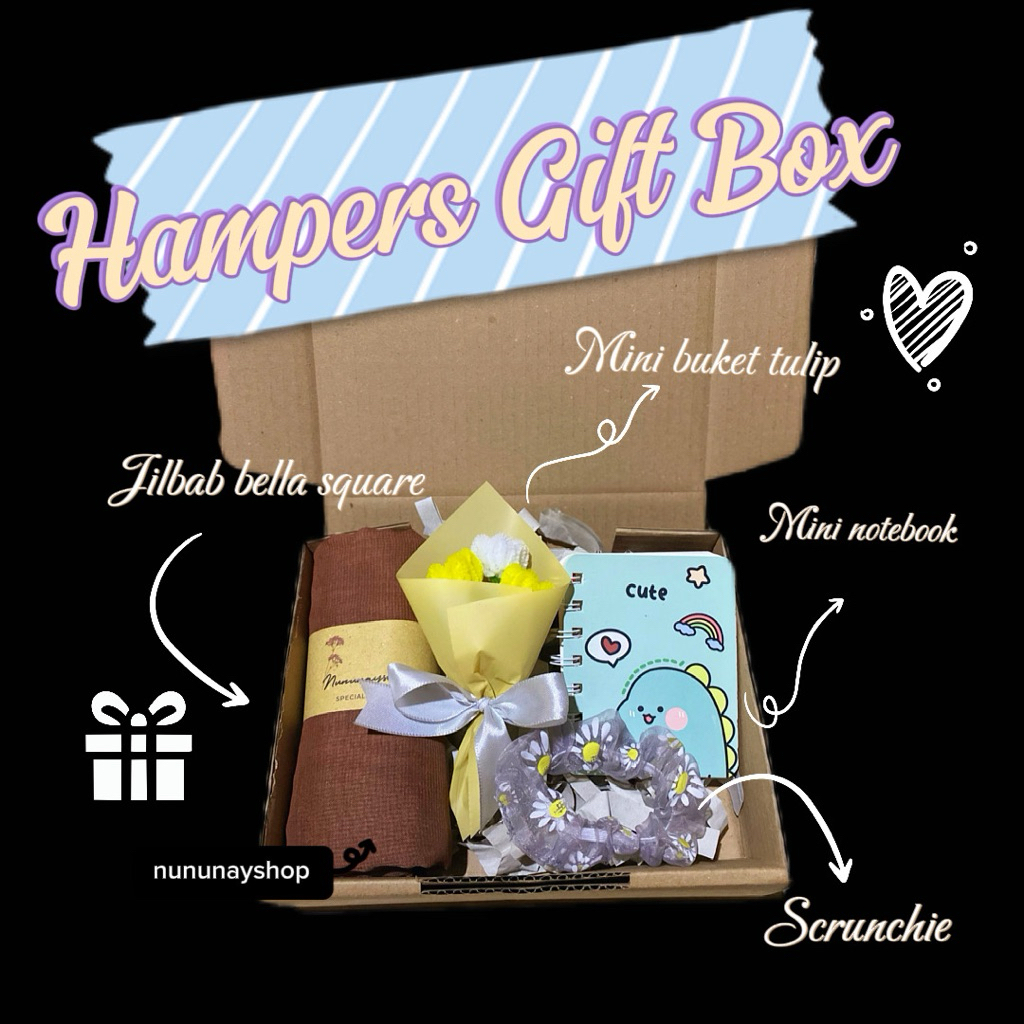 (CODE B001) HAMPERS GIFT BOX SQUARE HIJAB BELLA SQUARE KEBUMEN GRADUATION GIFT BIRTHDAY GRADUATION A