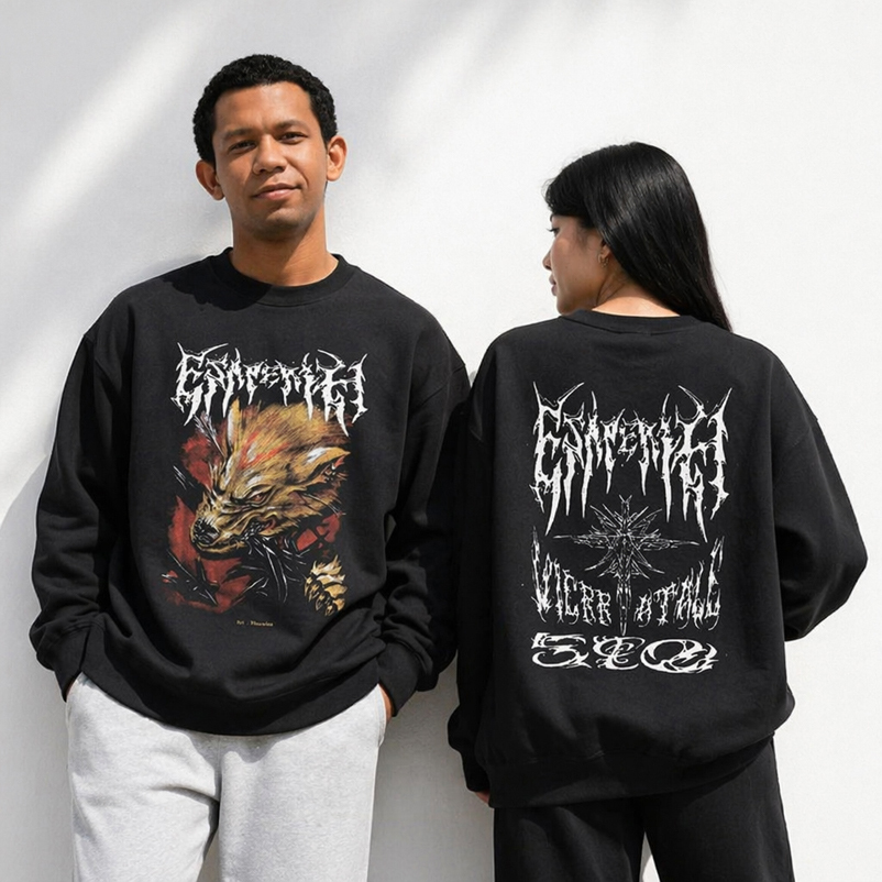 เสื้อสเวตเตอร์ 510 x Vierratale - เสื้อสเวตเตอร์ Esa x Sting Crewneck วัสดุผ้าฟลีซผ้าฝ้าย | คอกลมลํา