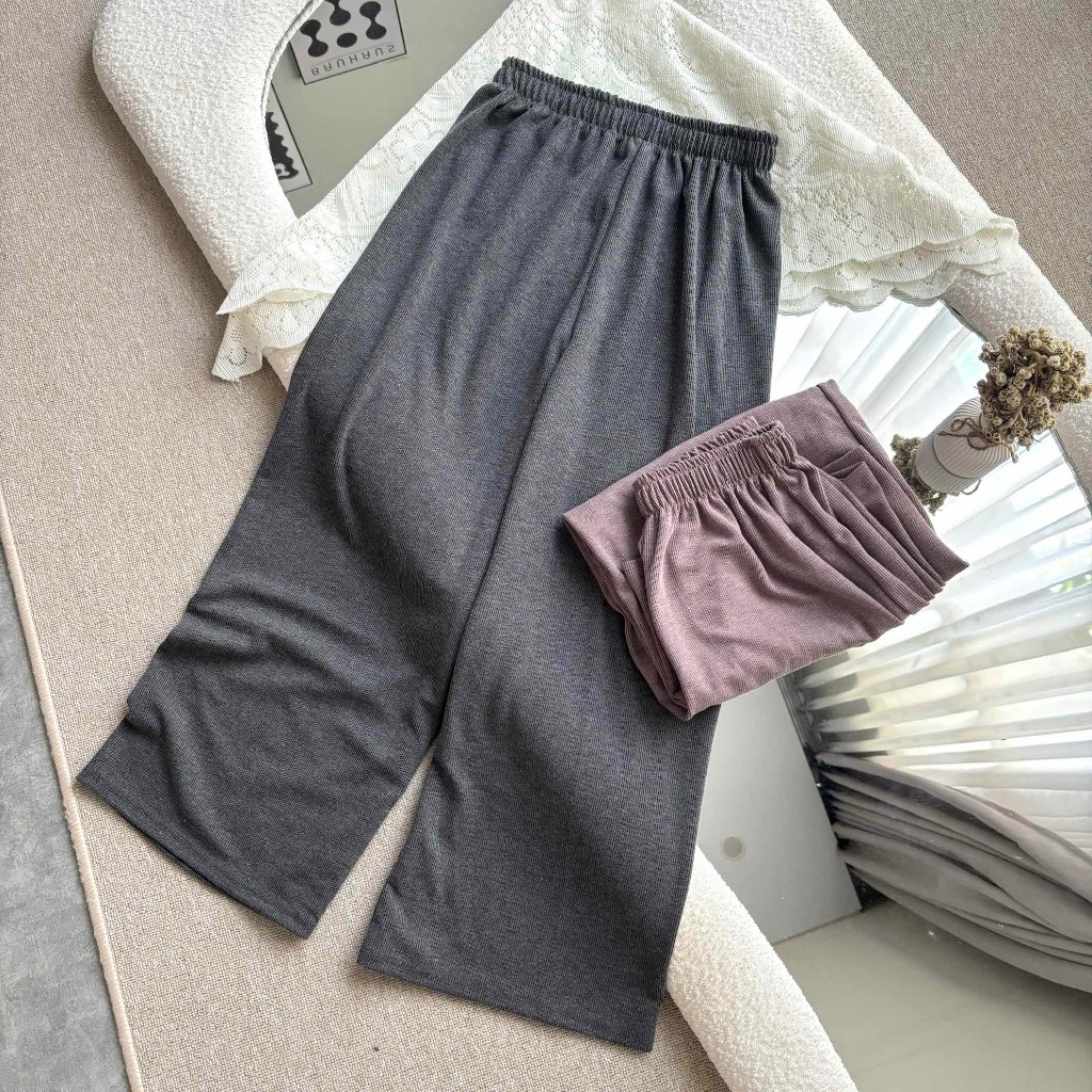 KYOTO RIB HIGHWAIST PANTS - KYOTO RIB KNIT CULOTTS, COOL, FALLING MATERIAL