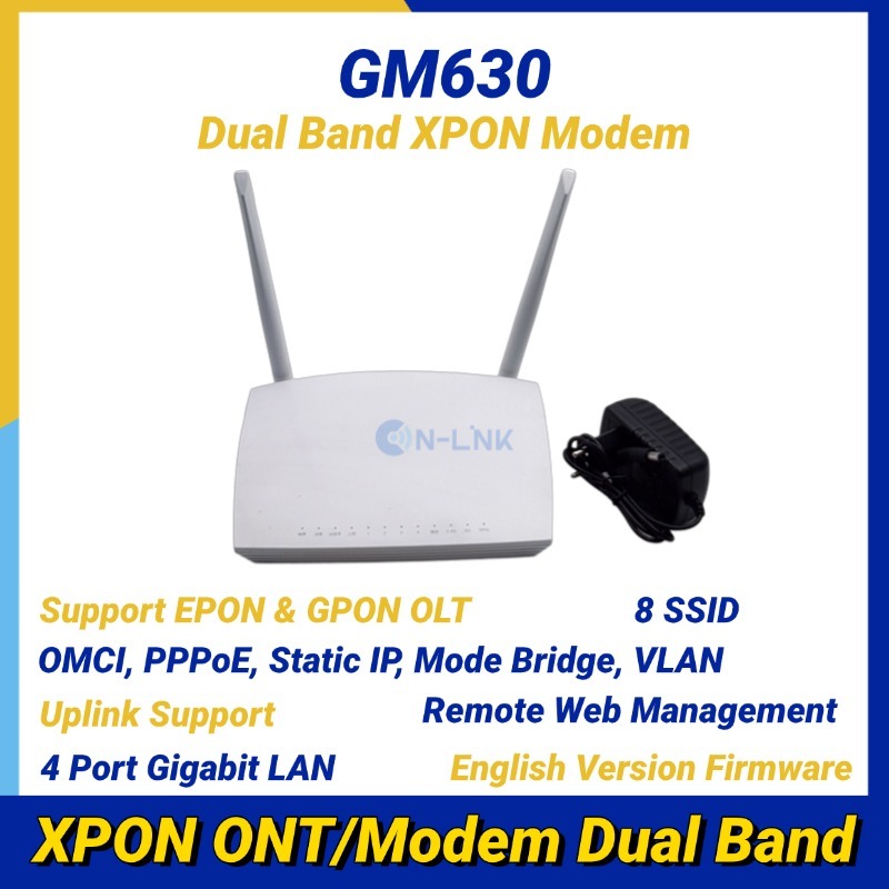 GM630 XPON ONT Fiber Modem Dual Band WiFi Router GPON EPON 2.4GHz และ 5GHz 4 Port Gigabit – Fast, St