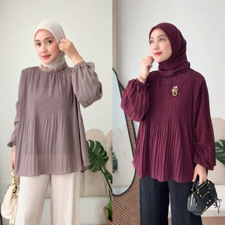 BF Label - FIONA BLOUSE | Pleated Shirt Atasan Plisket Wanita Premium | Lebaran Idul Fitri