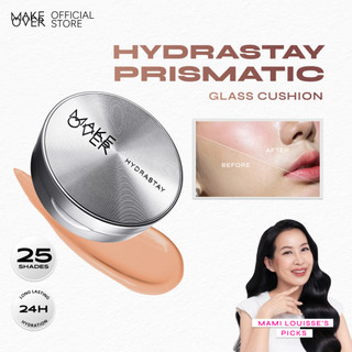 [SPECIAL MAMI LOUISSE] NEW! MAKE OVER Hydrastay Prismatic Glass Cushion - Glow Aqeela Sargio Cushion Plumpy Tahan Cuaca Panas Lembab Anti Crack Smudgeproof Tidak Cakey Tidak Crease High Coverage Tahan Banting Radiant Foundation Compact Makeup