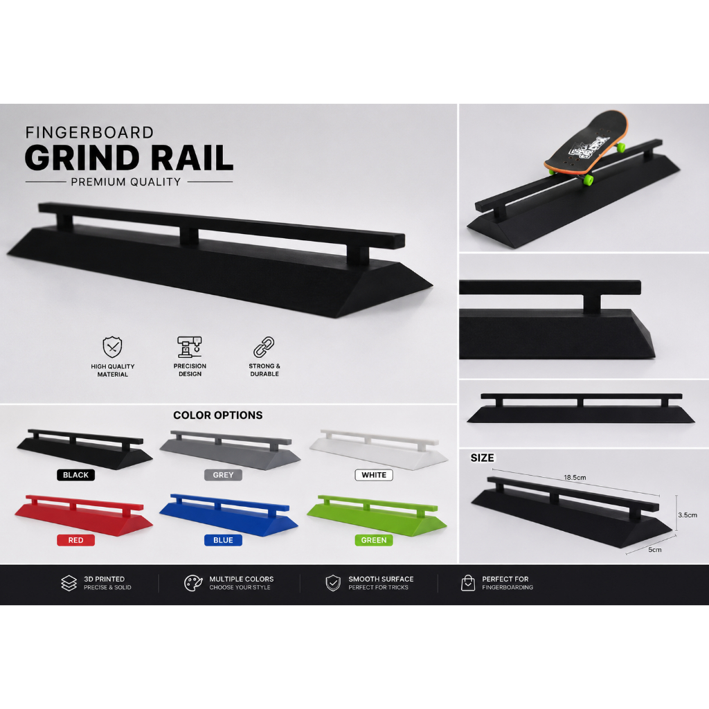 Fingerboard Grind Rail Premium – Mini Skatepark หลีกเลี่ยงอุปสรรค Flat Bar Fingerboard