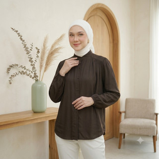 Amena Blouse Bahan Rayon Twill | Blouse Formal Casual Lengan Panjang Premium dan Elegan