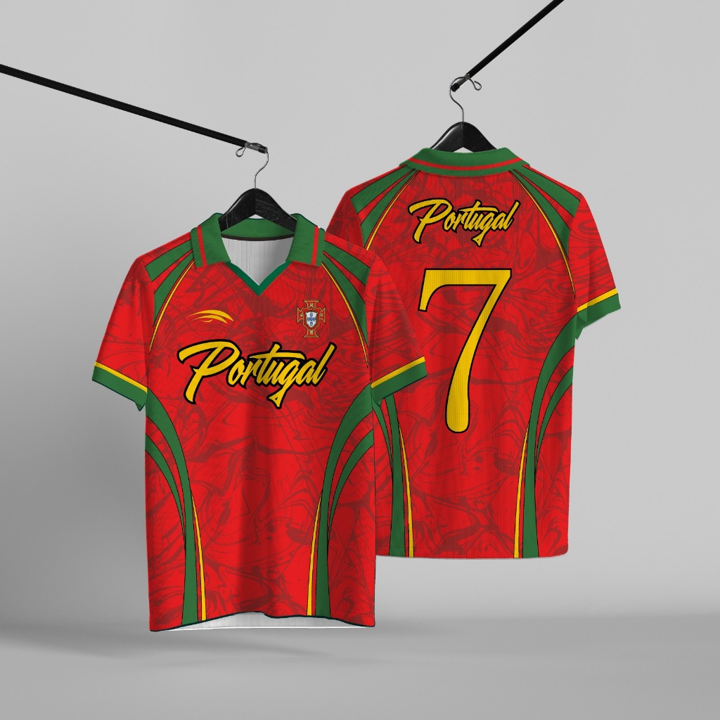 World Cup 2026 Portugal Retro Collar Dryfit วัสดุเสื้อผู้ใหญ่