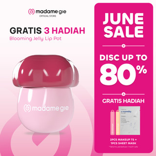 [NEW LAUNCH] [GRATIS 3 HADIAH] Madame Gie Blooming Jelly Lip Pot  -  Makeup Lip Tint Glossy | UV filter | Moisturize | Non-Sticky Natural Stain | Peptide | 4X flower extract | Natural Look | Soft Jelly