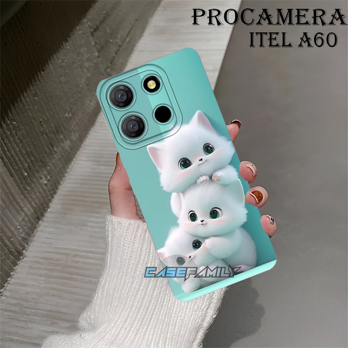 HP Fashion case ITEL A60 - A60s cute cat Motif TPU Bumper ชาร์จโทรศัพท์ใหม่ล่าสุด