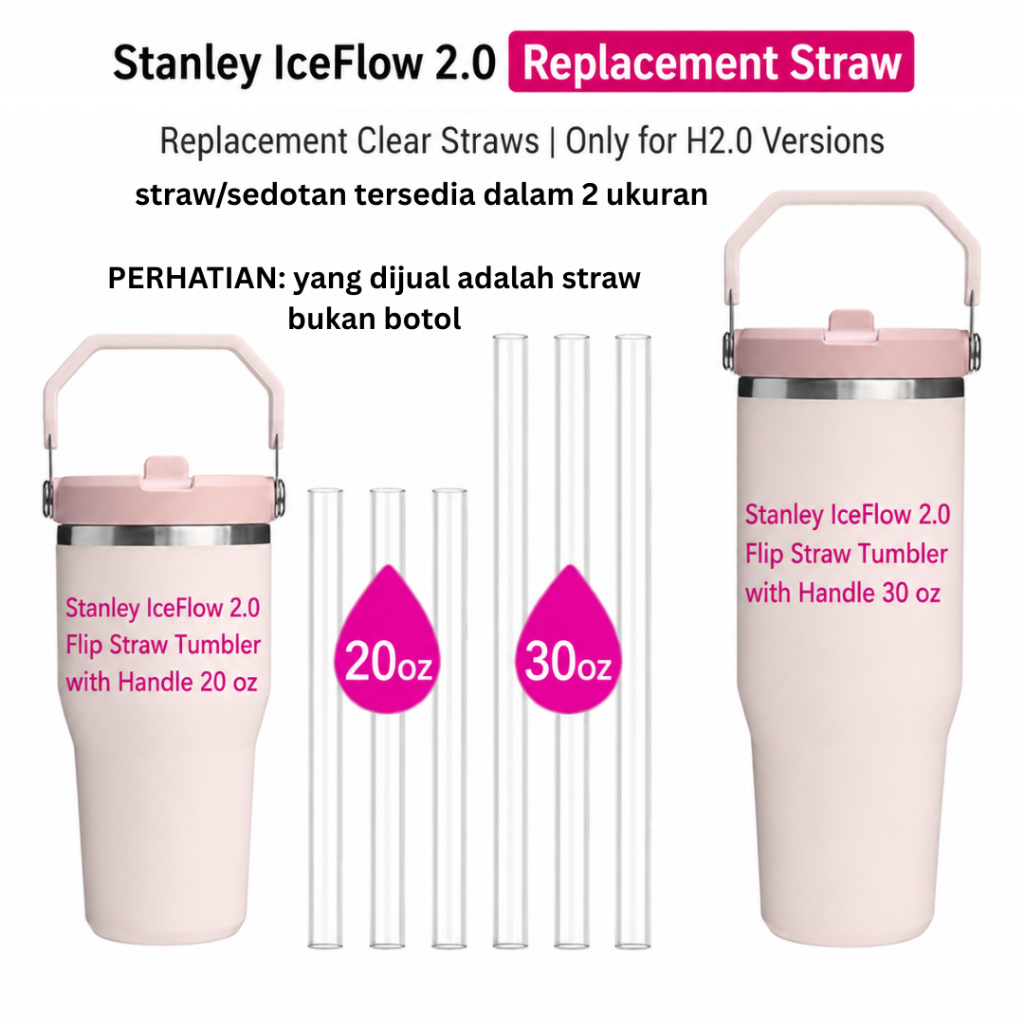 หลอดพรีเมี่ยม Stanley Iceflow 2.0 series 20 oz 30 oz Stanley Straw Replacement Type